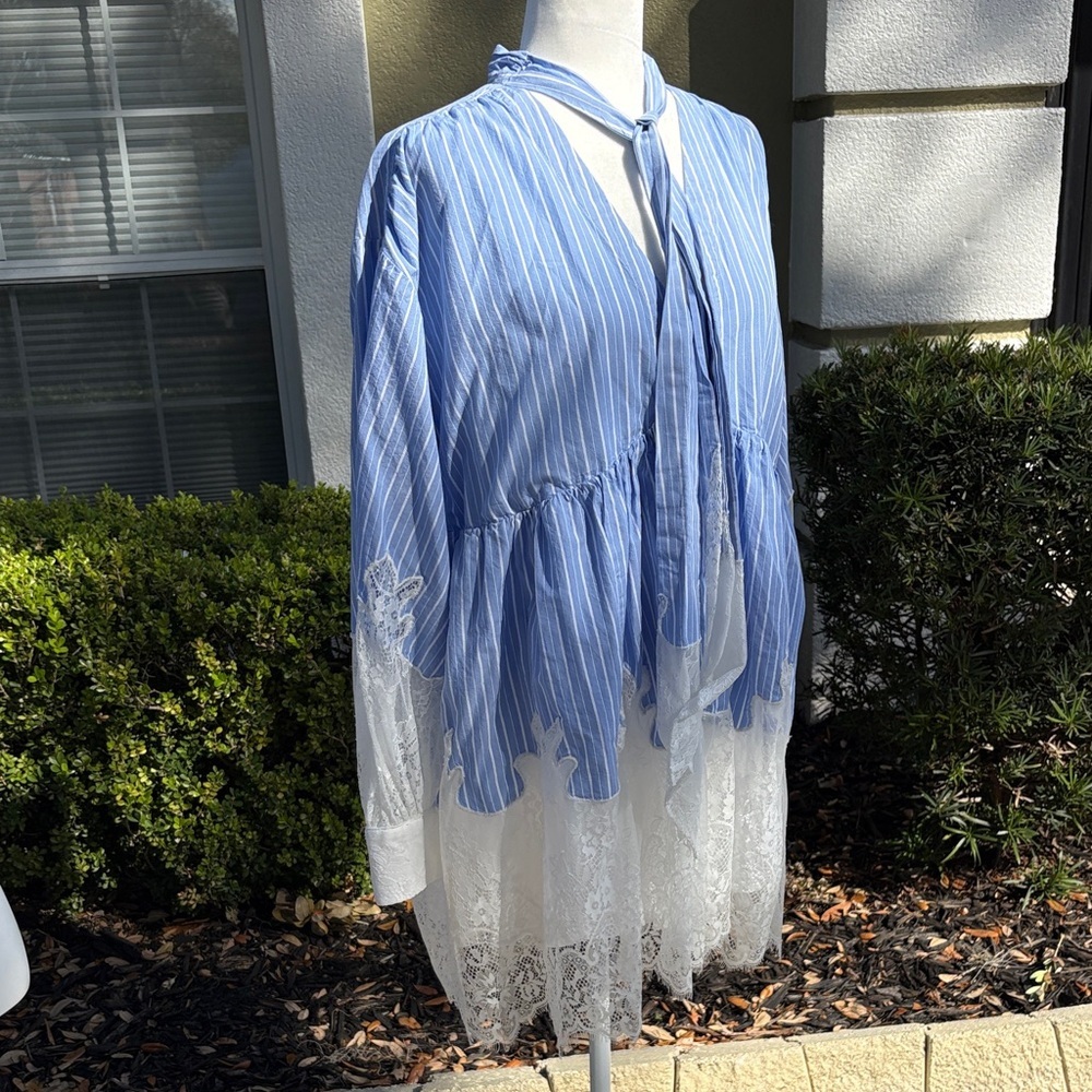 Anthropologie Maeve V-Neck Ombre Lace Mini Shirt Dress NWOT - Picture 6 of 17
